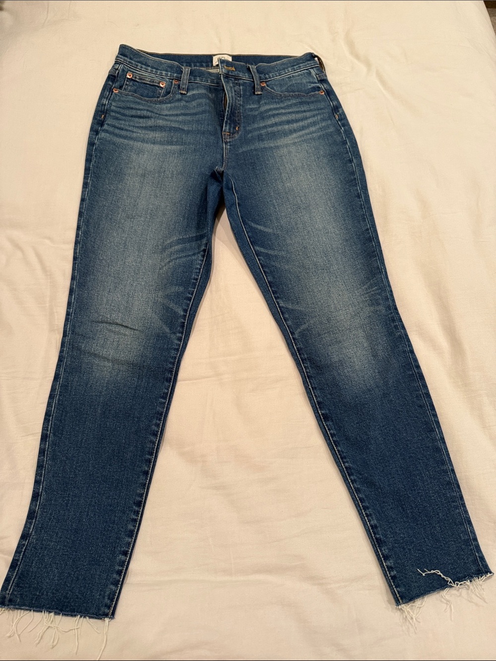 J. Crew Dark Wash Skinny Jeans with Faded Detail